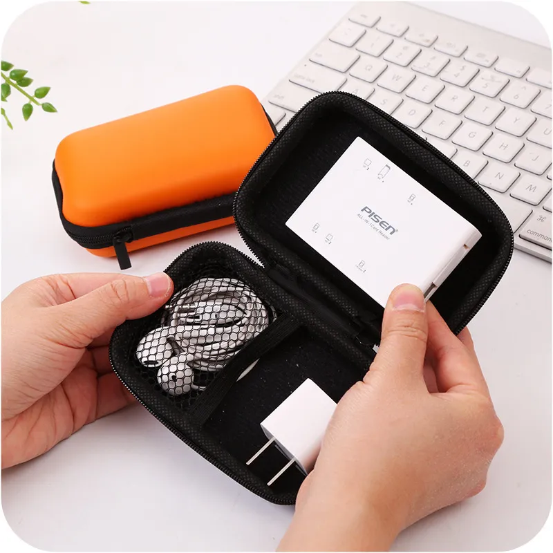 Square Silicone Earphone & Cable Storage Pouch – Small Zip Coin Purse and Key Holder, Multipurpose EVA Travel Case for Earbuds, USB Cords, Keys, Coins and Small Accessories